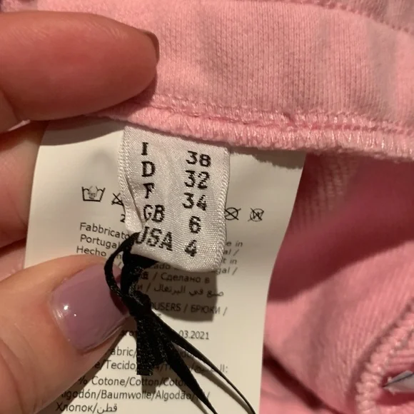 MOSCHINO COUTURE PINK JOGGERS SEAM POCKETS W/ZIPPER CLOSE LOGO CRYSTALS SIZE 38